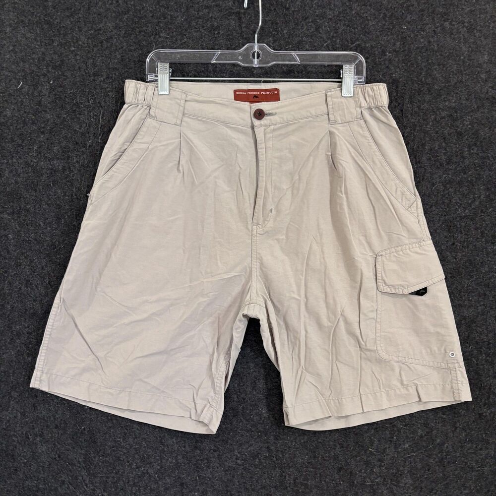 Simms Cargo Shorts Men's Medium Khaki 8" 3XDRY Elastic Waist Outdoor Fishing
